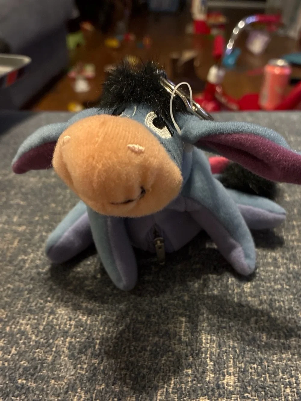 Disney Eeyore Plush Keychain - Blue with Pink Accents